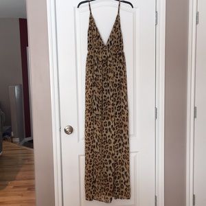 Andree Blue leopard print maxi dress NWT